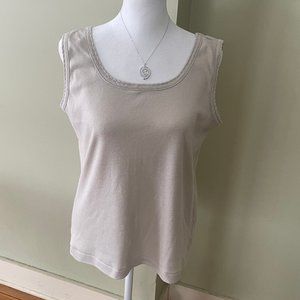 Beige/Cream Tank Top (Large), Cotton/Poly Blend